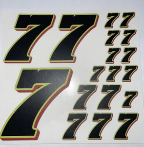Matte Black-w/Yellow Outline Red Shadow #7’s Racing Numbers Vinyl Rc Box L3 - Picture 1 of 10