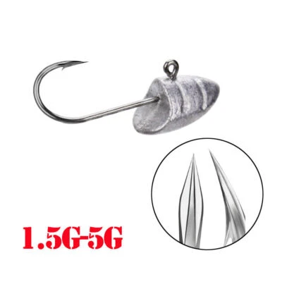 25pz Ganci da Pesca Testa Piombo Acciaio al Carbonio Gambo Lungo Gancio da Pesca Attacco Trota Basso - Immagine 1 di 4