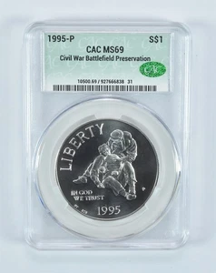 1995-P Civil War Battlefields Commemorative Silver Dollar MS69 CAC CACg *4965 - Picture 1 of 5