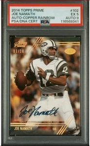 2014 Topps Prime Copper Rainbow Joe Namath Signed Football Card #3/10 PSA/DNA 9 - Picture 1 of 3