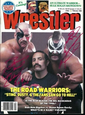 EB3360  ROAD WARRIOR ANIMAL  ELLERING  signed Vintage Wrestling Magazine w/COA - Image 1 of 4