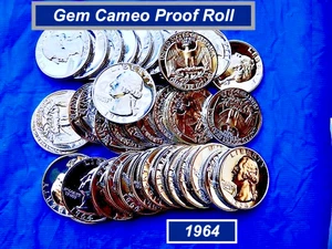 Gem CAMEO Proof Roll 1964 Quarters ➪ High Grade Cameo Proofs ➪ R264 - Picture 1 of 4