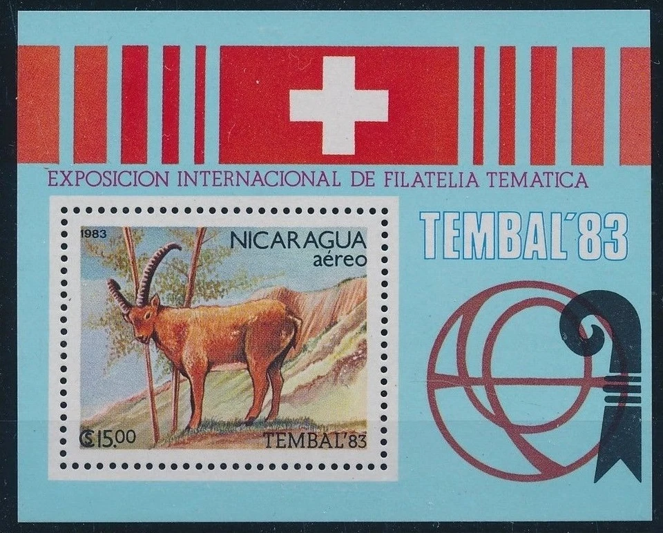 Nicaragua 1983 MNH SS, Goat Animals Red Cross - Tembal  (A20) - Image 1 of 1