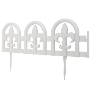 15 PC WHITE LANDSCAPING FENCE LINER GARDEN BORDER EDGING WROUGHT IRON DESIGN - Picture 1 of 9