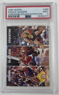 1993 Hoops NBA #289 Steals Leaders Michael Jordan /Blaylock/ Stockton PSA 9 — 第 1/3 张图片