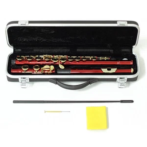 Final Sale! Sky Red Body Gold Plated Keys Student C Foot Flute *Clearance - Picture 1 of 2