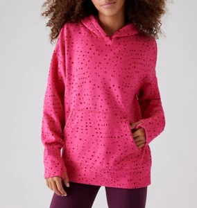 Athleta Girl Retro plush Oversized Hoodie XXL/16 City Lights Pink Polkadots XXL - Picture 1 of 6
