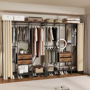XXL Tall Clothes Rail Rack Walk-in Wardrobe Closet Metal Wire Mesh Cupboard Tidy - Picture 1 of 14