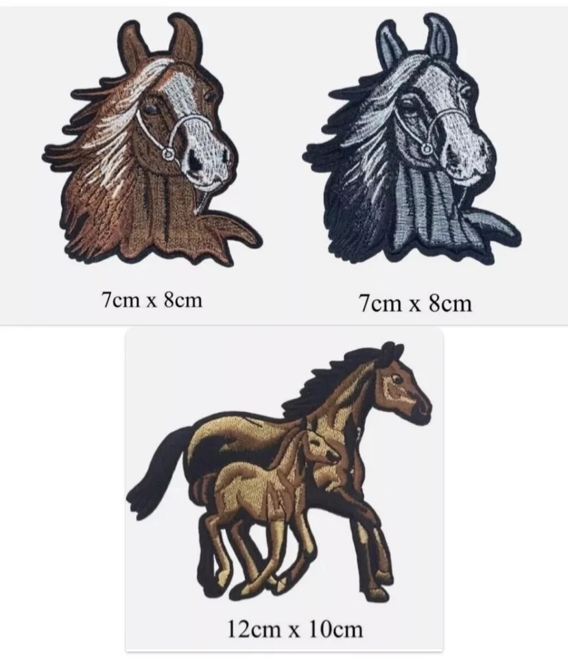Three Horse pony donkey  Iron-On Motif Patch Child / Adult Job Lot - Image 1 of 1