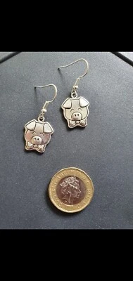 Damas Plata Mr Piggy Hook Pendientes Porky Pig Animal Charm Costume Jewellery  Foto 1 de 4