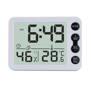 Room Lcd Electronic Temperature Humidity Meter Digital Thermometer Alarm Clock - Picture 1 of 13
