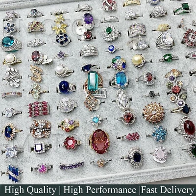 Lote de 5/10/20/50/100 piezas anillos mezclados de cristal colorido banda para dedos anillo joyería Foto 1 de 4