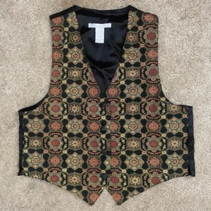The Limited Vintage Metallic Tapestry Vest Floral Womens Medium Button - Picture 1 of 4