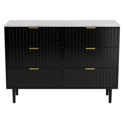 Cómoda de mármol con 6 cajones para dormitorio, cómoda doble con tapa de mármol sintético moderno Foto 1 de 4