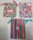 Lot of 3 Assorted Brighton Cloth  Jewelry Dust Sinch Bags 4.5 X 5.75" Signed