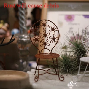 1:10 Scale Dollhouse Miniatures Furniture Rust Old Garden Chair Handmade Decor - Picture 1 of 7