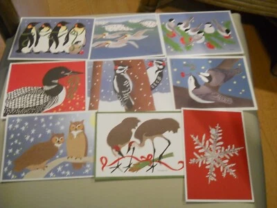 Tarjetas de felicitación de Navidad de aves navideñas con gráficos de Crane Creek de 9 piezas Foto 1 de 3