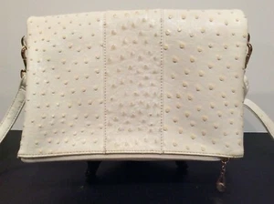Ivory Vegan Ostrich Cri de Couer Crossbody Bag Shoulder Purse *VERY CLEAN* - Picture 1 of 9