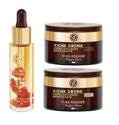 Yves Rocher Riche крем восстанавливающее масло сыворотка для лица дневной и ночной крем набор из 3 - Изображение 1 из 4