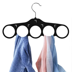 Appendiabiti Sciarpa in Velluto, Organizzatore Sciarpa,Porta Sciarpa con 5 Passanti Nero,Confezione da 3 - Foto 1 di 6