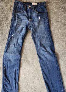 Wrangler Slim and Straight Denim Blue Jeans Mens Size 30/32 Dark Wash High Rise - Picture 1 of 8