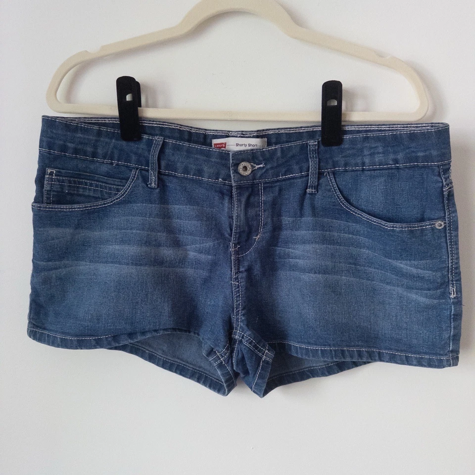 Levis Shorty Corto Micro Corto Tiro Bajo Y2K Solapa Bolsillo Juniors 17 Mujer M Foto 1 de 4