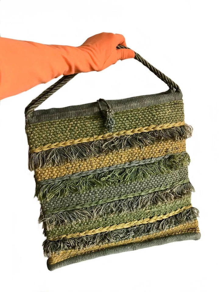 enorme bolso vintage de yute verde años 60/bolso de flecos de rafia años 60 vacaciones de verano playa Foto 1 de 4