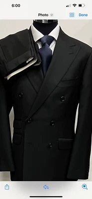Traje de lana negro doble botonadura - Hecho en Italia Foto 1 de 3
