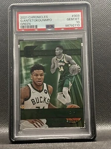 2021 Chronicles Giannis Antetokounmpo #303 Essentials Green PSA 10 POP 1 Bucks - Picture 1 of 6