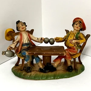 Vintage Italy Figurines Shelf Decor Men Drinking Beer Buddy Fun Happy Old Days - Picture 1 of 12