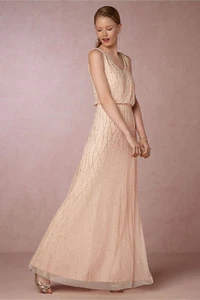 BHLDN Champagne Brooklyn Dress by Adrianna Papell size 0 MSRP: $280 - Picture 1 of 3
