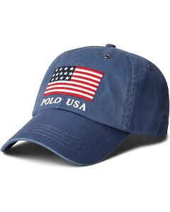 Polo Ralph Lauren Flag Polo USA Chino Ball Hat Light Navy OS New whit Tags 