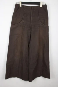 SARAH PACINI Brown Cotton/Linen Relaxed Wide-Leg Overall Pants Size 2 / W30 - Picture 1 of 19