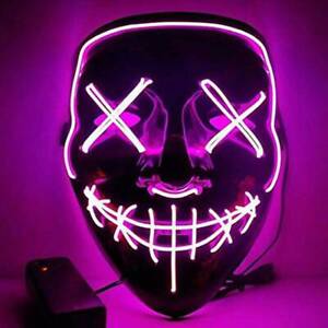rojo The Purge Movie EL Wire DJ Party Festival Adult Fancy Disfraz de Halloween Máscara LED 