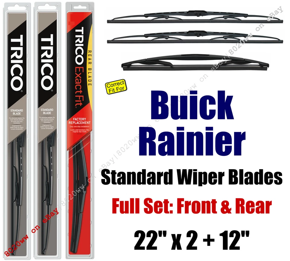 Лезвия стеклоочистителя упаковка 3 шт передние задние стандартные для 2006-2007 Buick Rainier 30221x2/12E - Изображение 1 из 1