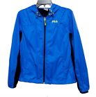 Fila Blue Lightweight Mesh Hooded Zip Up Rain Track Jacket Womens Size Small S