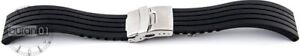 Silicone Watch Band Folding Clasp Black Wrist 18 20 22 24 MM New