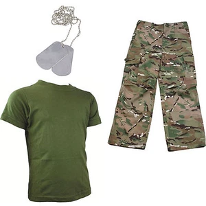 Kids Pack 4 HMTC MTP MultiCam pack Military Army Children's Dog Tags Fancy Dress - Picture 1 of 1