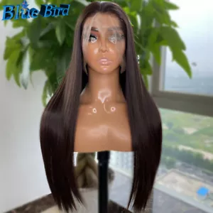 Glueless Lace Front Wigs  Heat Resistant Hair Long Straight Dark Brown Synthetic - Picture 1 of 8