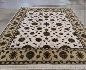 8 X 10 Traditional Oriental Area Rug Knotted  New Wool & Silk  Ivory Gold Beauty