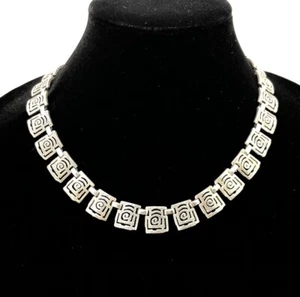 Ilaria Sterling Silver 925 Textured Geometric Adjustable Collar Necklace 16”-18” - Picture 1 of 11