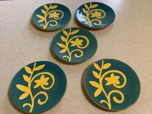 5 Vietri Blue Plates Yellow Flowers, Italy - Picture 1 of 4