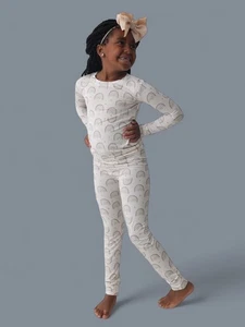 Dream Big Little Co neutral Raleigh's rainbows Long Sleeve Bamboo Pajama Set 5/6 - Picture 1 of 5