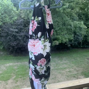 Cupshe Halter Black pink floral Padded One Piece Swimsuit - Picture 1 of 15