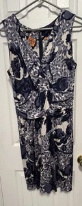 TORY BURCH BLAU GEPARD SEIDE ÄRMELLOSES FREIZEITKLEID Gr. Medium - Bild 1 von 5