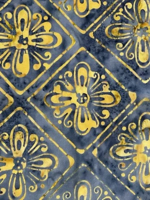 Blue and Gold Dimensional Design Lightweight Cotton Fabric 1 Yd X 44 Inches Wide - Image 1 of 4