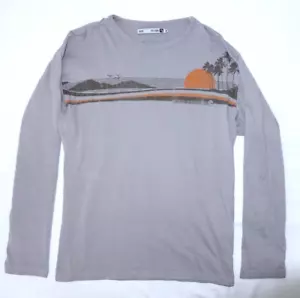 QUICKSILVER T-shirt uomo manica lunga SUNSET BEACH taglia MEDIA M grigio -UK - Foto 1 di 2