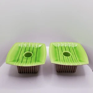 MCM Roselane Keramik Kerzenständer Vintage 50er Jahre grün braun C-1 USA Etikett - Bild 1 von 9