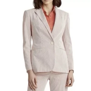 Blazer para mujer Lauren Ralph Lauren rosa Seersucker calce ajustado talla 14 - Imagen 1 de 7