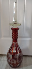 Large Bohemian Glass Red Cut to Clear Stag Scene Decanter w/Stopper
